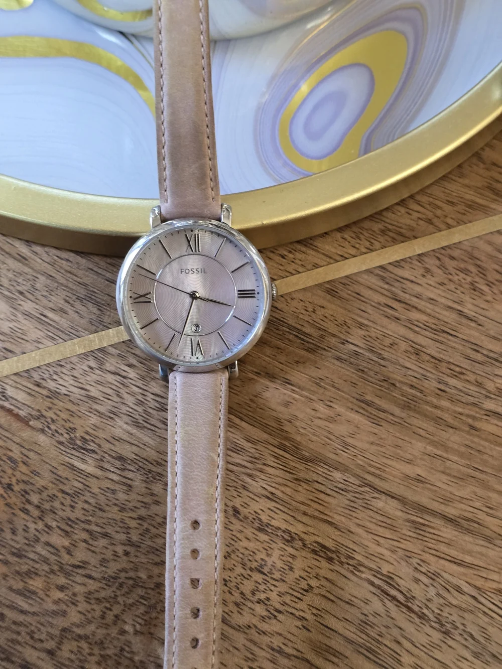 Fossil Nude Pink Leather Strap Watch